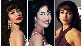 Imagen de Jennifer Lopez como Selena Quintanilla en la película Selena (1997) y Christian Serratos en la serie Selena: La Serie (2020), ambas representaciones reflejan la influencia musical de Selena Quintanilla y su impacto en la cultura y la música latina