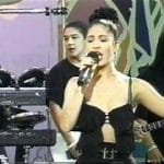 Selena en una actuacion fiesta broadway en mayo de 1992